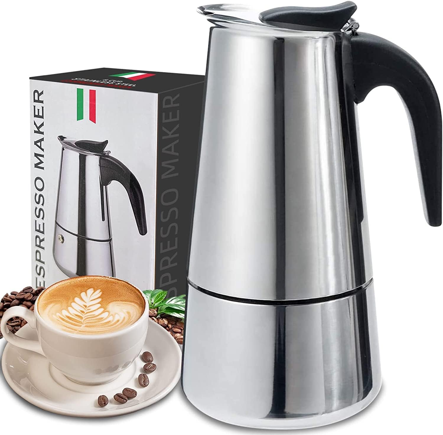 4/6/9 tazas Moka Pot Caffe Taz - Coffee Equipment Brands reseña y precio