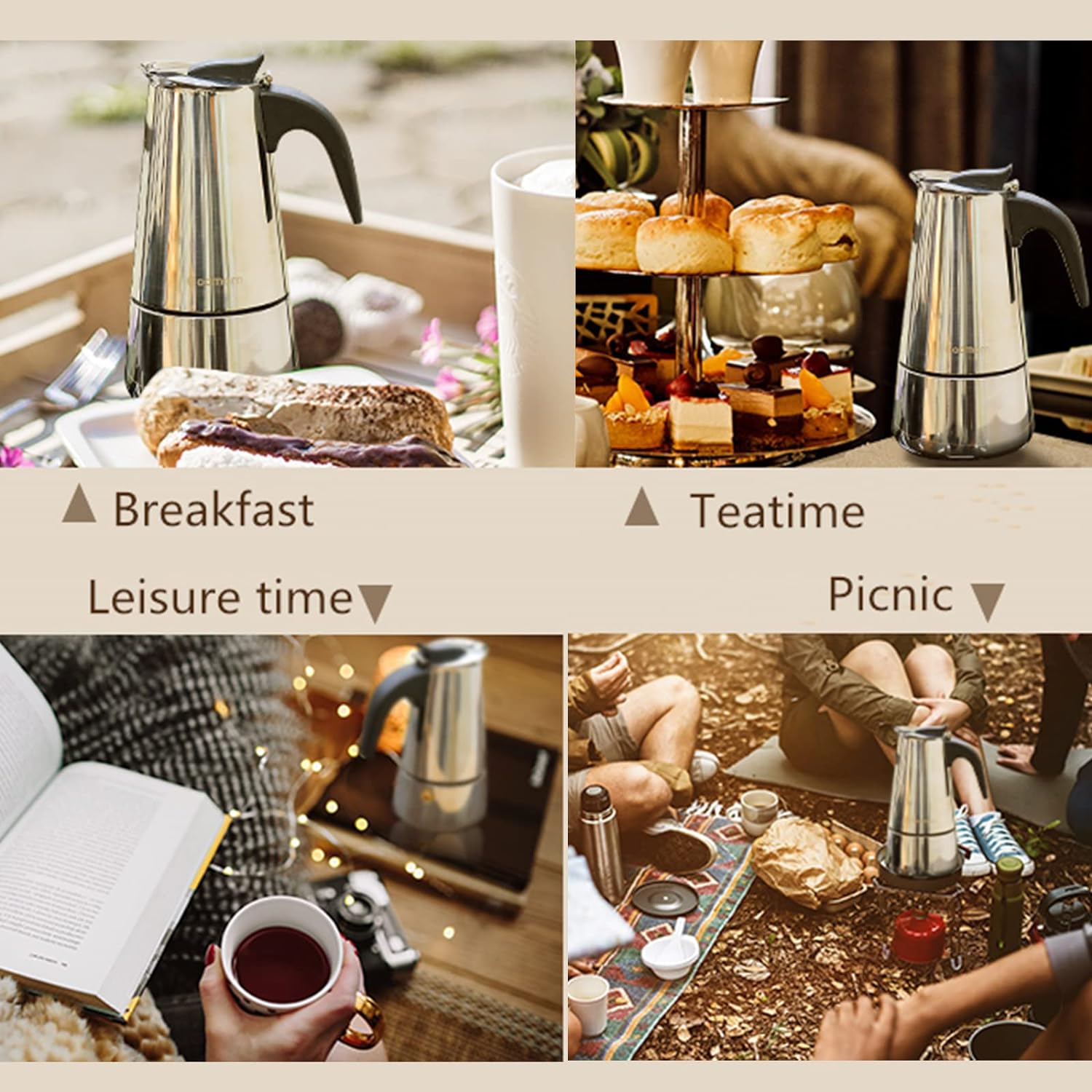 4/6/9 tazas Moka Pot Caffe Taz - Coffee Equipment Brands reseña y precio